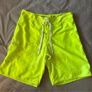 Laguna Mens Swim Board Shorts, Neon Yellow, Size 34